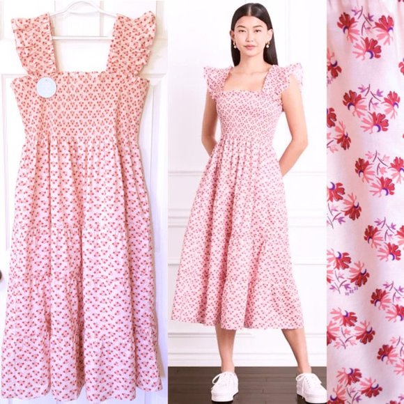 Hill House Dresses & Skirts - Hill House Ellie Nap Dress w/Smocked Bodice Tiered Midi Dress in Pink Floral XXL